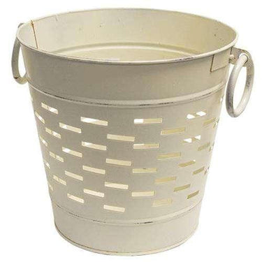 Farmhouse White Olive Bucket, 9 inch - The Fox Decor